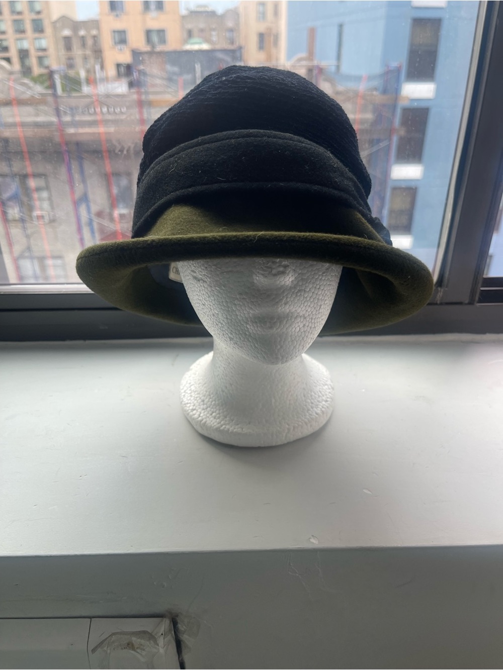 Christian A Moore Women’s Two-Tone Olive and Black Felt Bucket Hat